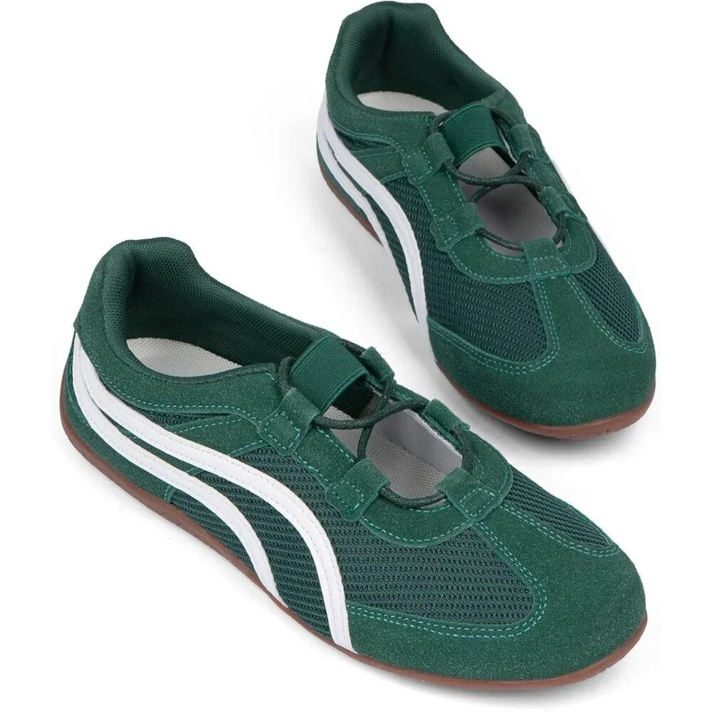 Women's Green Mesh Lightweight Casual Comfortable Mary Jane Fashion Sneakers